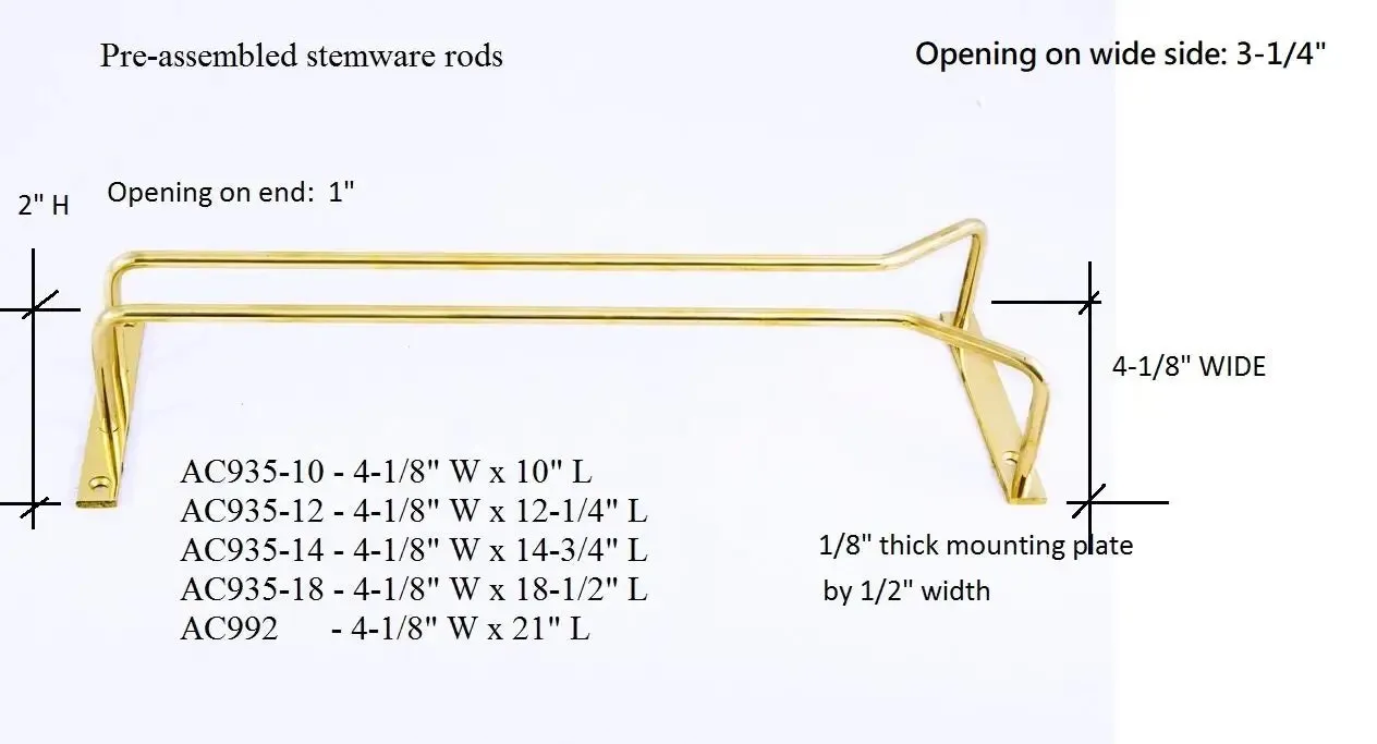 12-1/2"L Pre-Assembled Stemware Rods