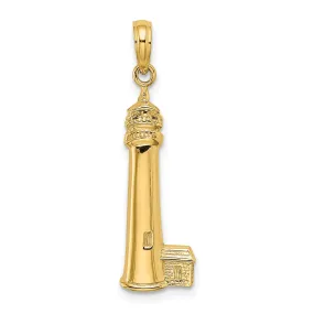 14K Yellow Gold Polished Finish CAPE MAY Lighthouse Charm Pendant