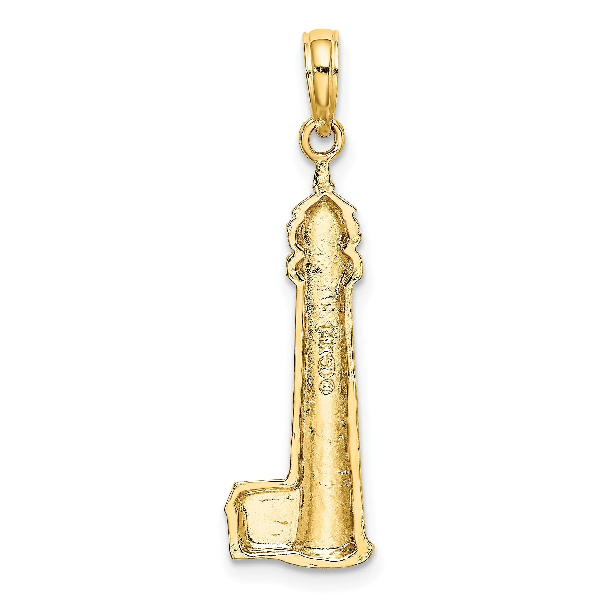 14K Yellow Gold Polished Finish CAPE MAY Lighthouse Charm Pendant