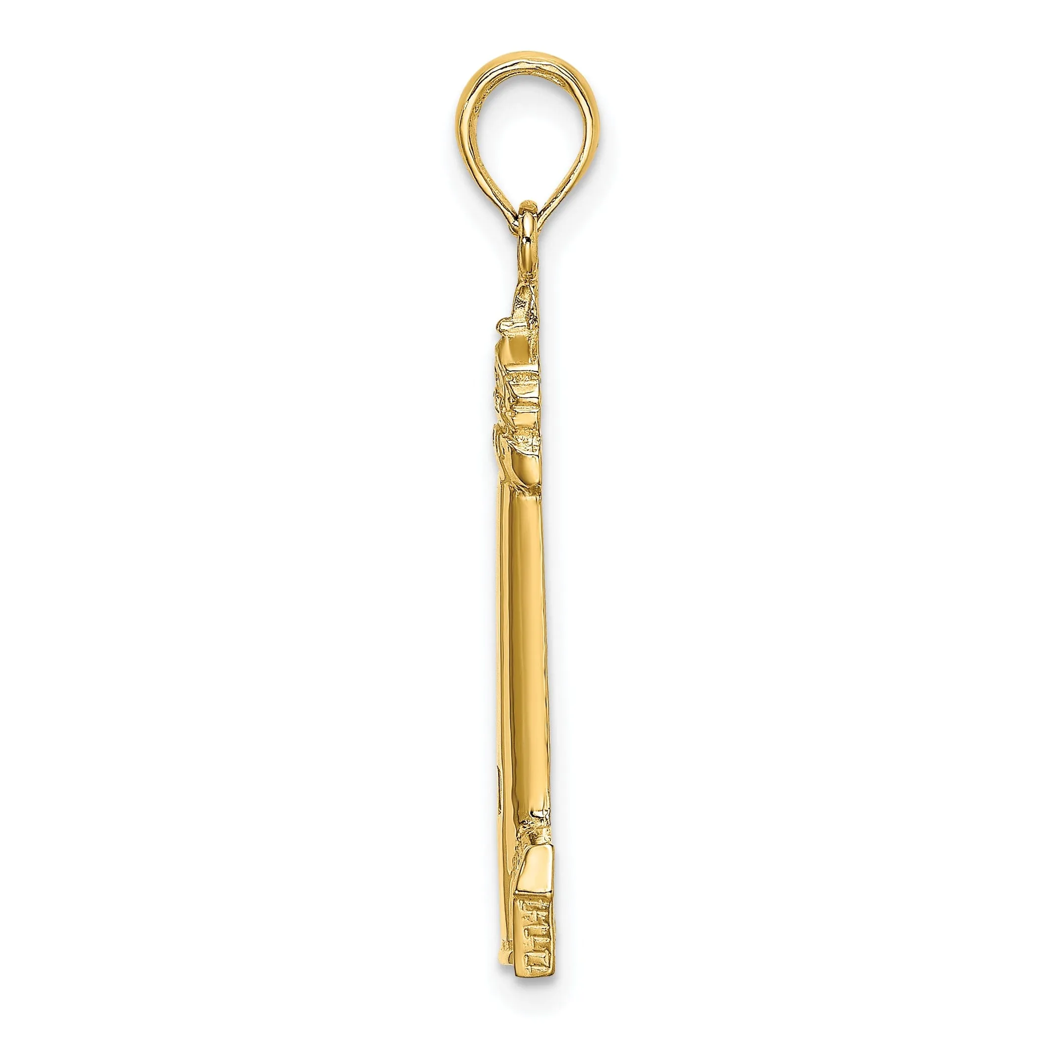 14K Yellow Gold Polished Finish CAPE MAY Lighthouse Charm Pendant