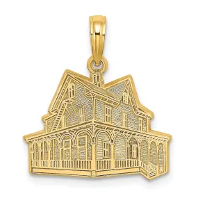 14K Yellow Gold Polished Textured Finish The VICTORIAN HOUSE- CAPE MAY, NJ Charm Pendant