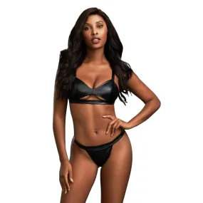 3 Piece Robe, Bralette & Thong Set - Medium -  Black