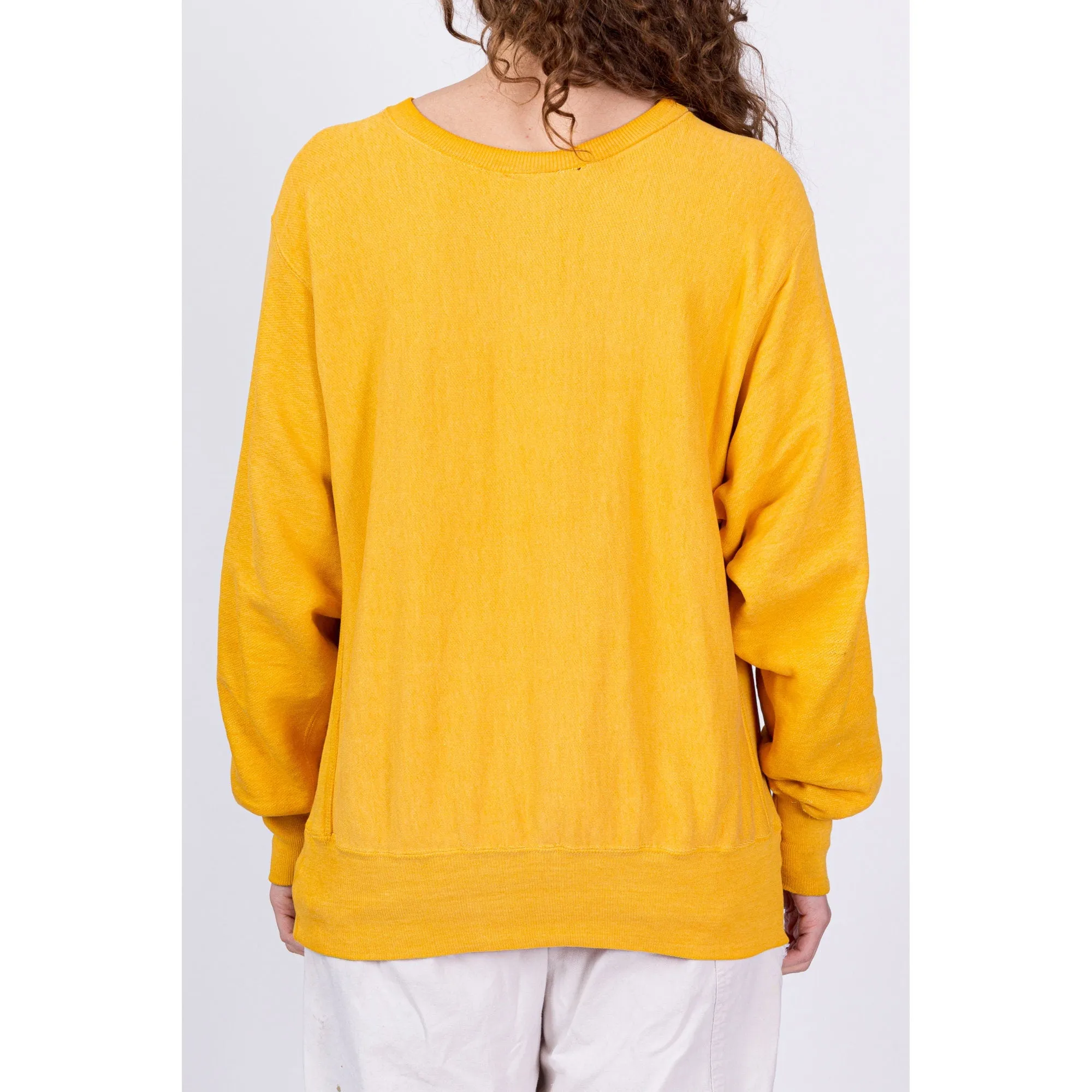 80s 90s Champion Reverse Weave Yellow Sweatshirt - Men's Medium, Women's Large