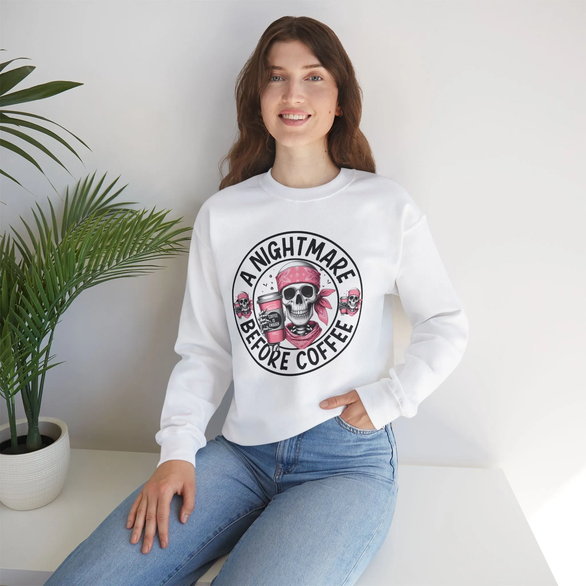 A Nightmare Before Coffee Sweatshirt, Happy Halloween Sweatshirt - Unisex Heavy Blend Crewneck, Halloween Sweatshirt, Cute Spooky Ghost sweatshirt.