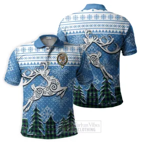 Abercrombie Clan Christmas Polo Shirt Celtic Reindeer Style