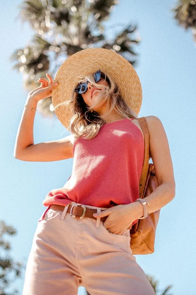 Above All Knit Halter Tank in Coral