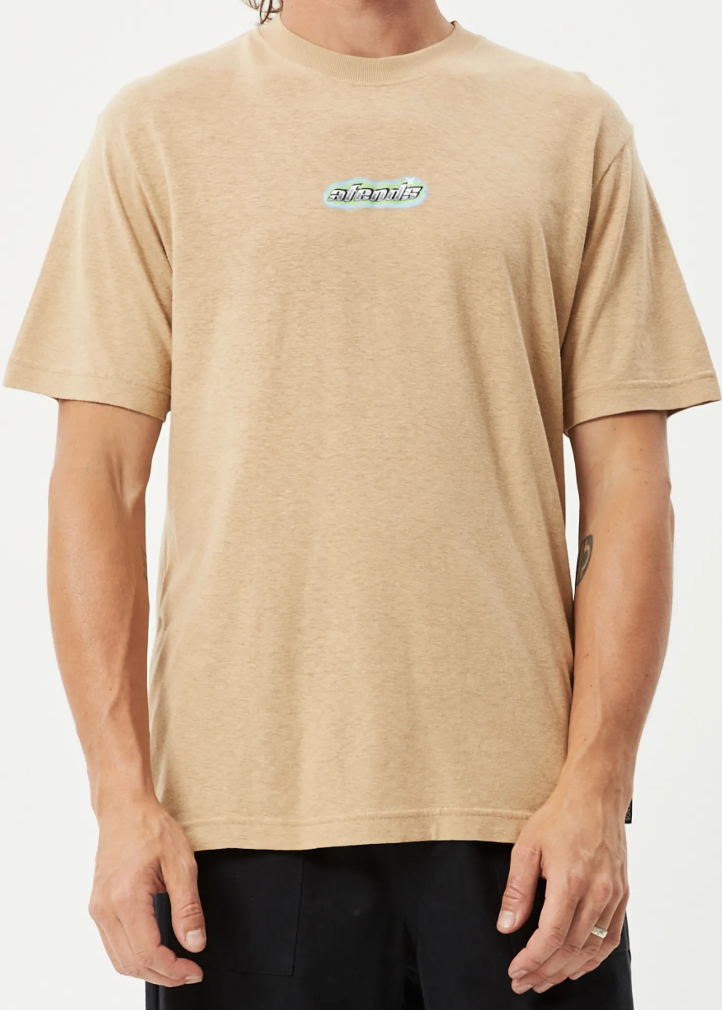 AFENDS Mens Heatwave - Retro Graphic Logo T-Shirt - Tan