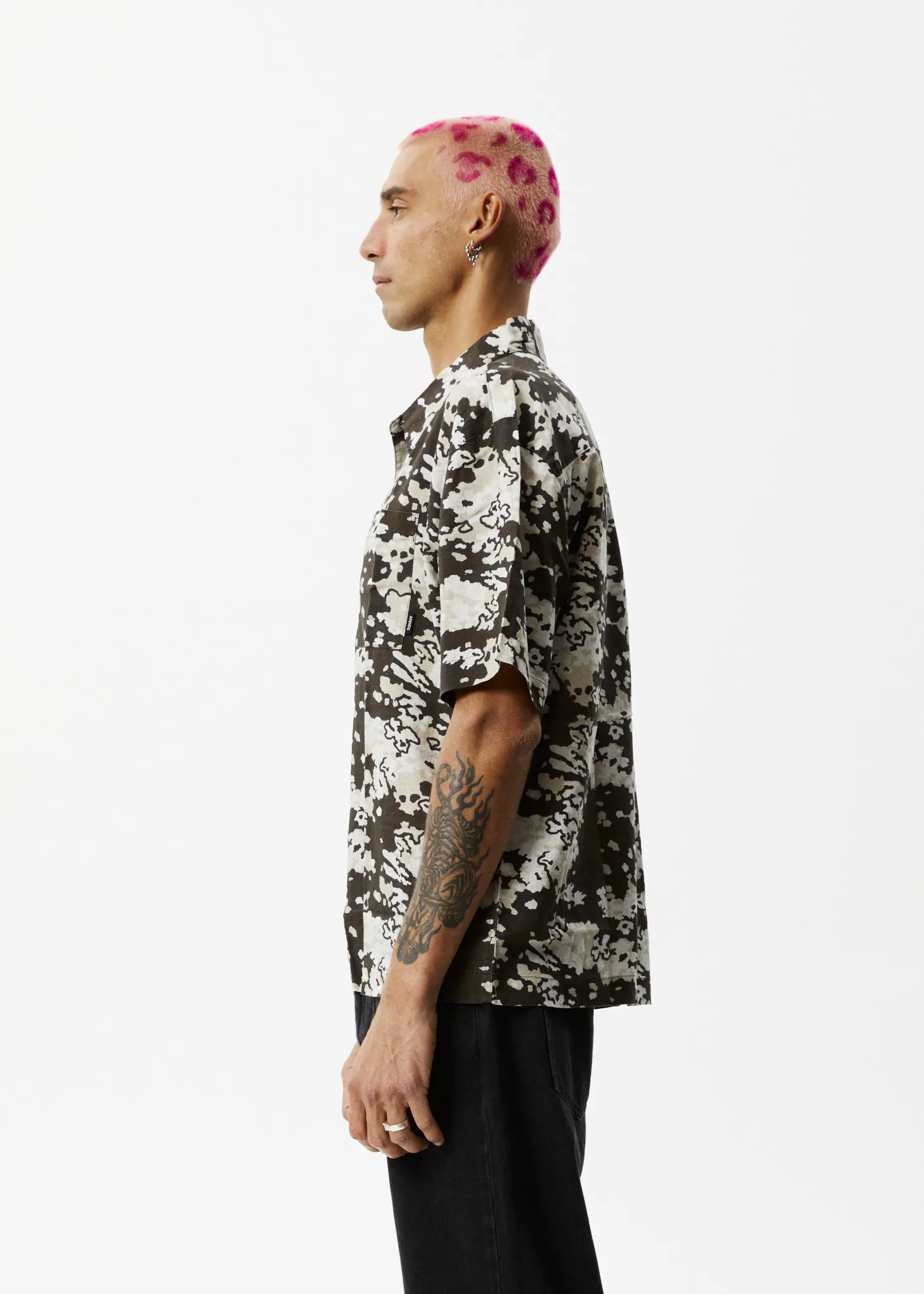 AFENDS Mens Jungle - Short Sleeve Shirt - Earth Camo