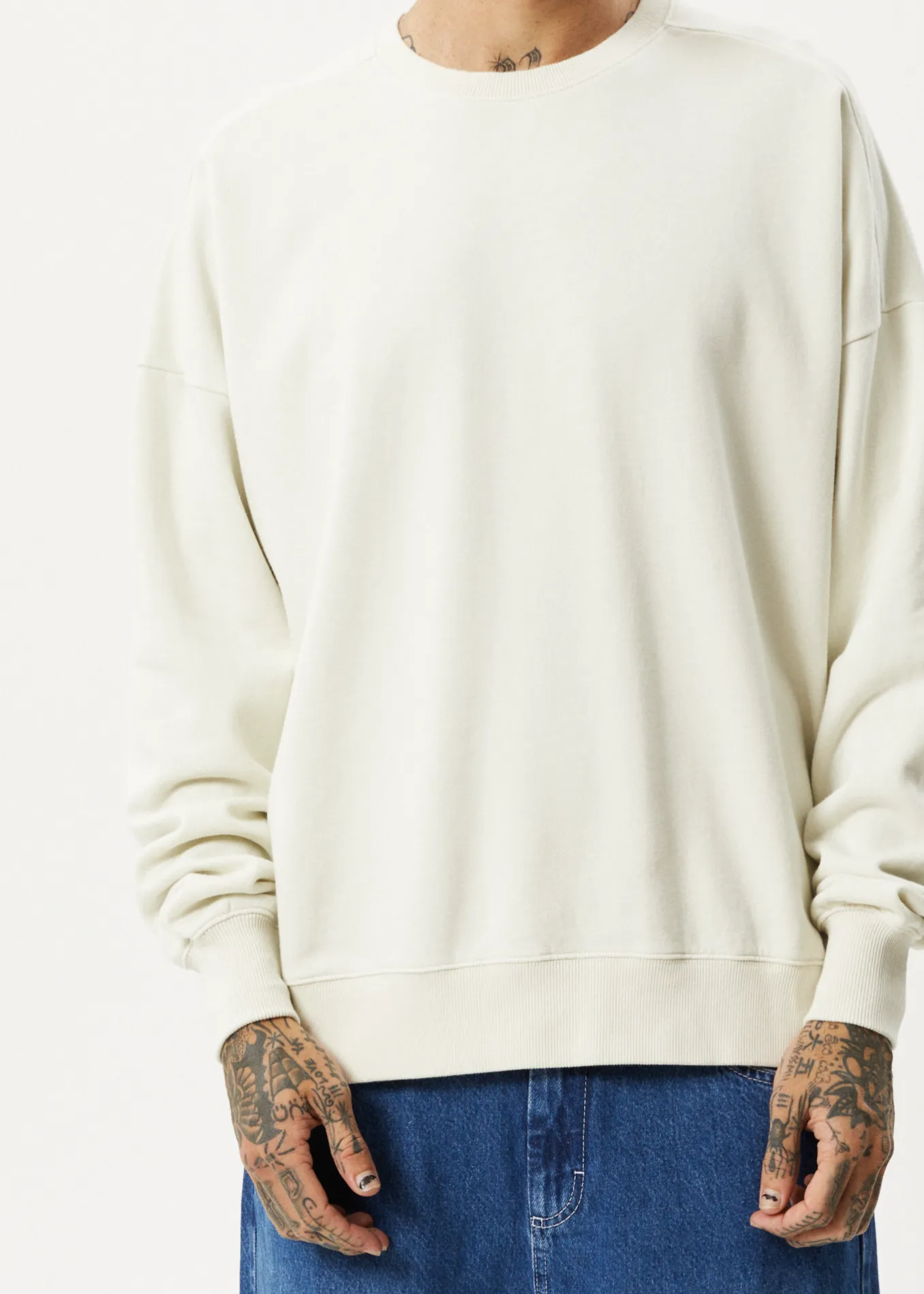 Afends Unisex Vital - Unisex Recycled Crew Neck Jumper - Off White