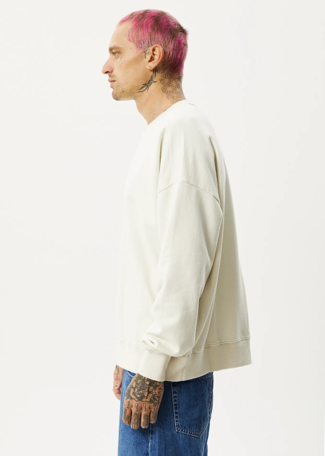 Afends Unisex Vital - Unisex Recycled Crew Neck Jumper - Off White