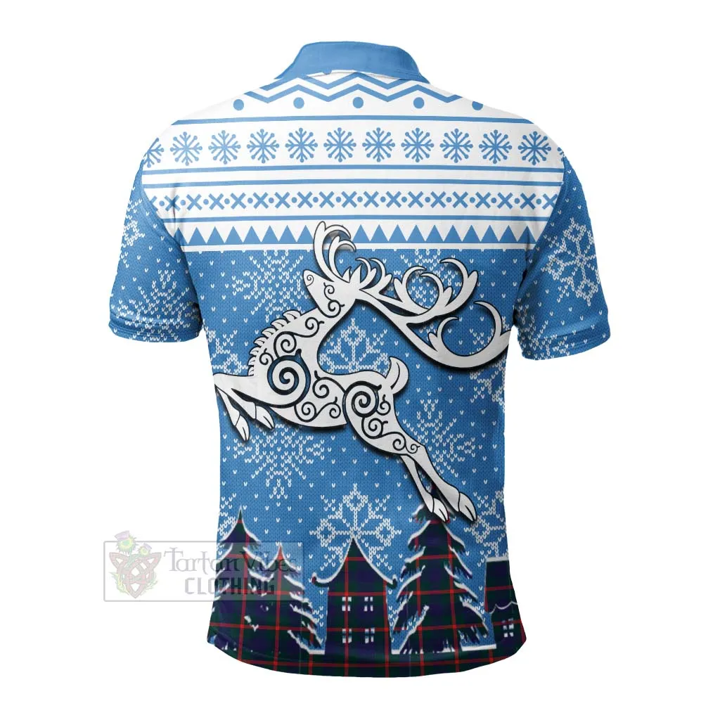 Agnew Clan Christmas Polo Shirt Celtic Reindeer Style