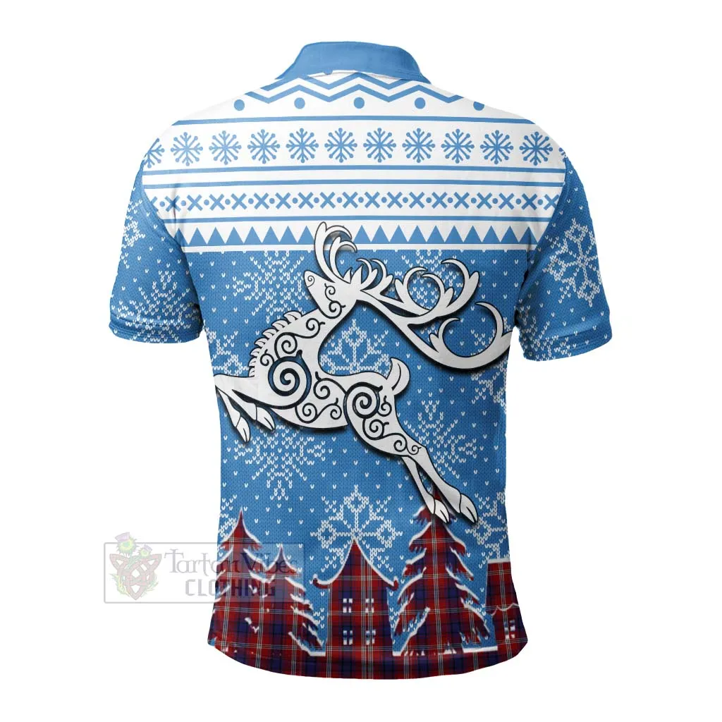 Ainslie Clan Christmas Polo Shirt Celtic Reindeer Style