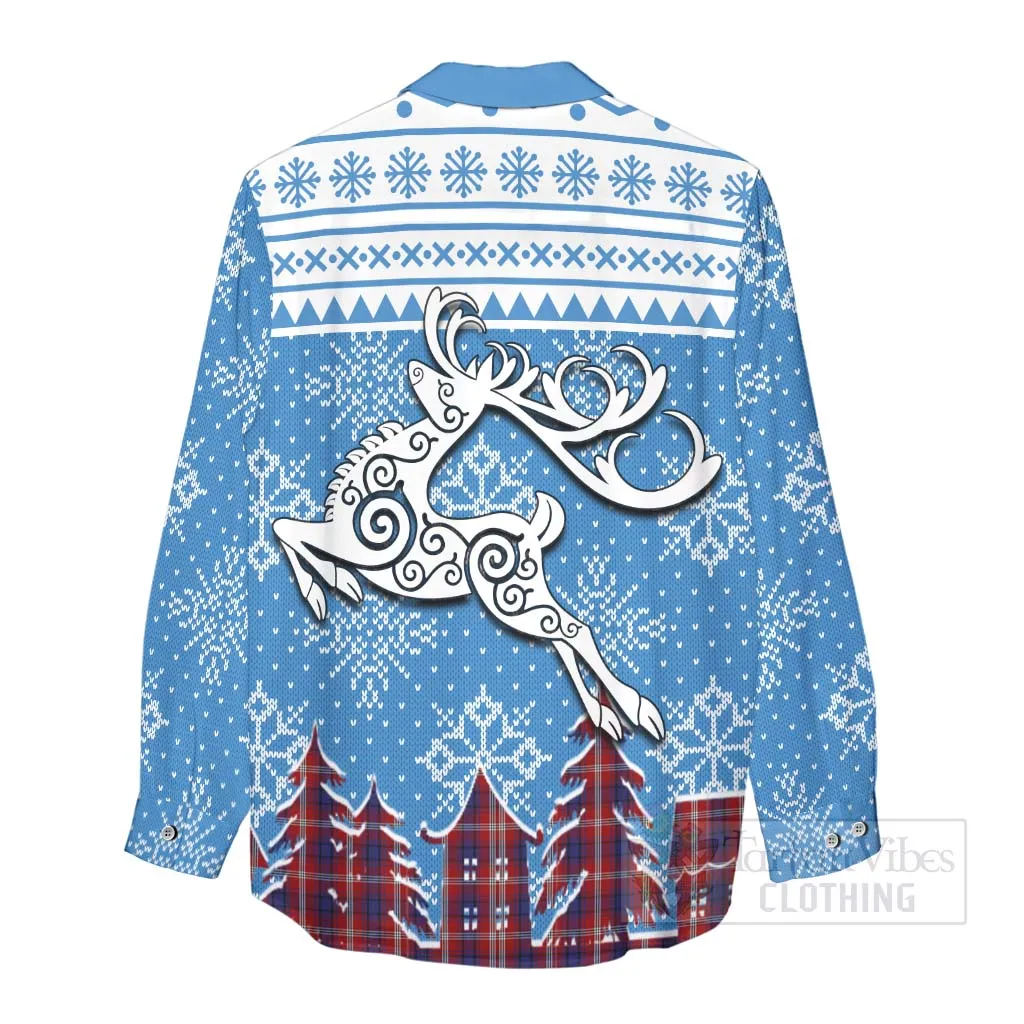 Ainslie Clan Christmas Women's Casual Shirt Celtic Reindeer Style