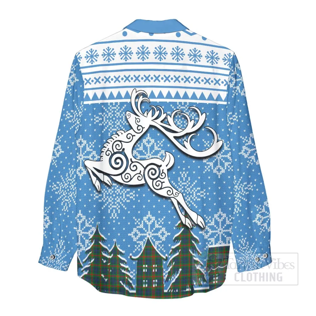 Aiton Clan Christmas Women's Casual Shirt Celtic Reindeer Style