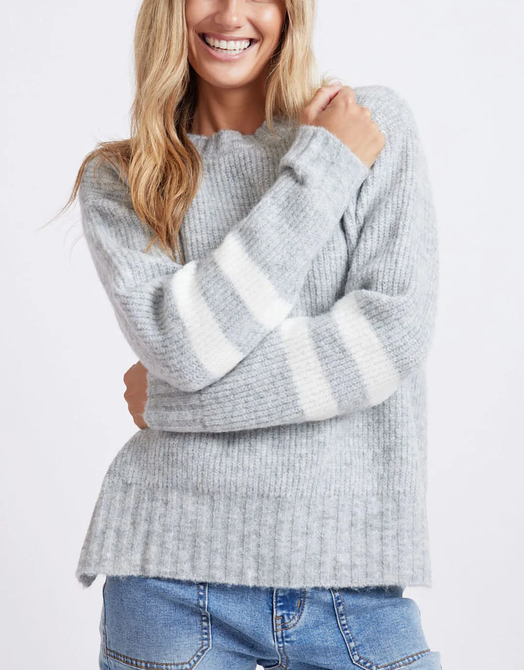 Alaska Crew Knit Jumper - Grey Marle