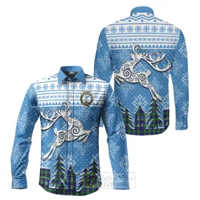 Alexander Clan Christmas Long Sleeve Button Shirt Celtic Reindeer Style