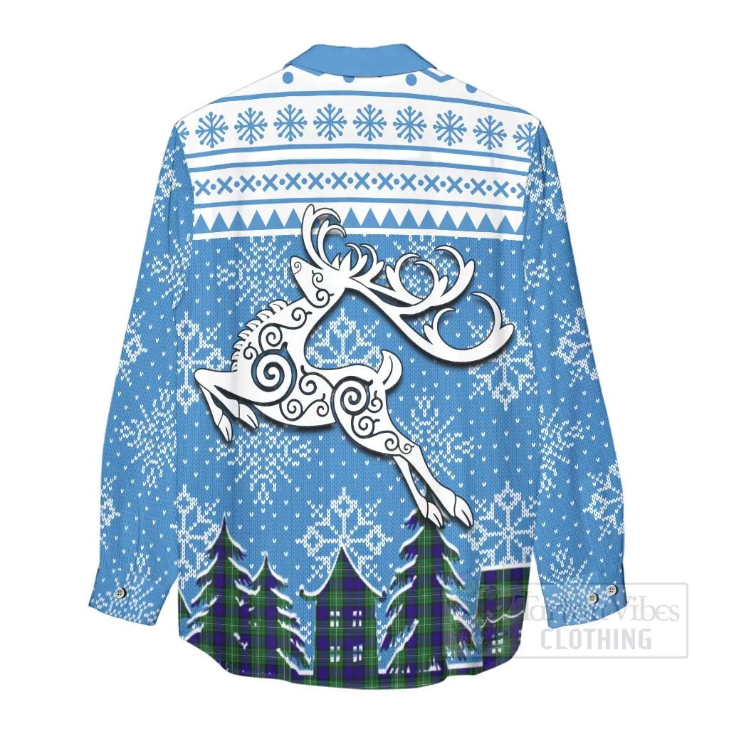 Alexander Clan Christmas Women's Casual Shirt Celtic Reindeer Style