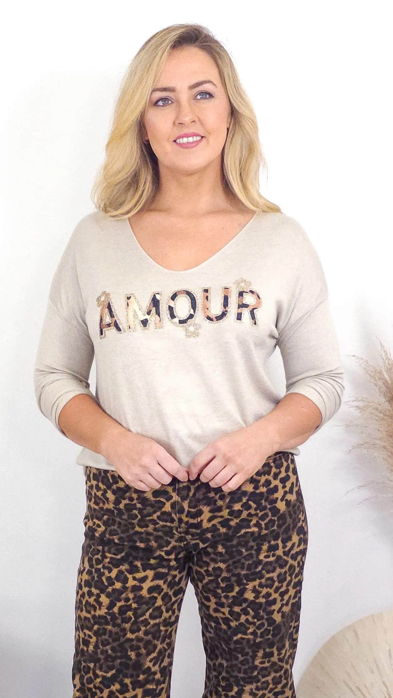 Amore Sand Knit Top