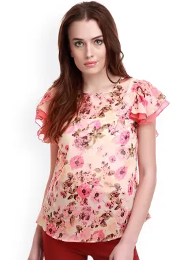 Angel Sleeves Pink Floral Top