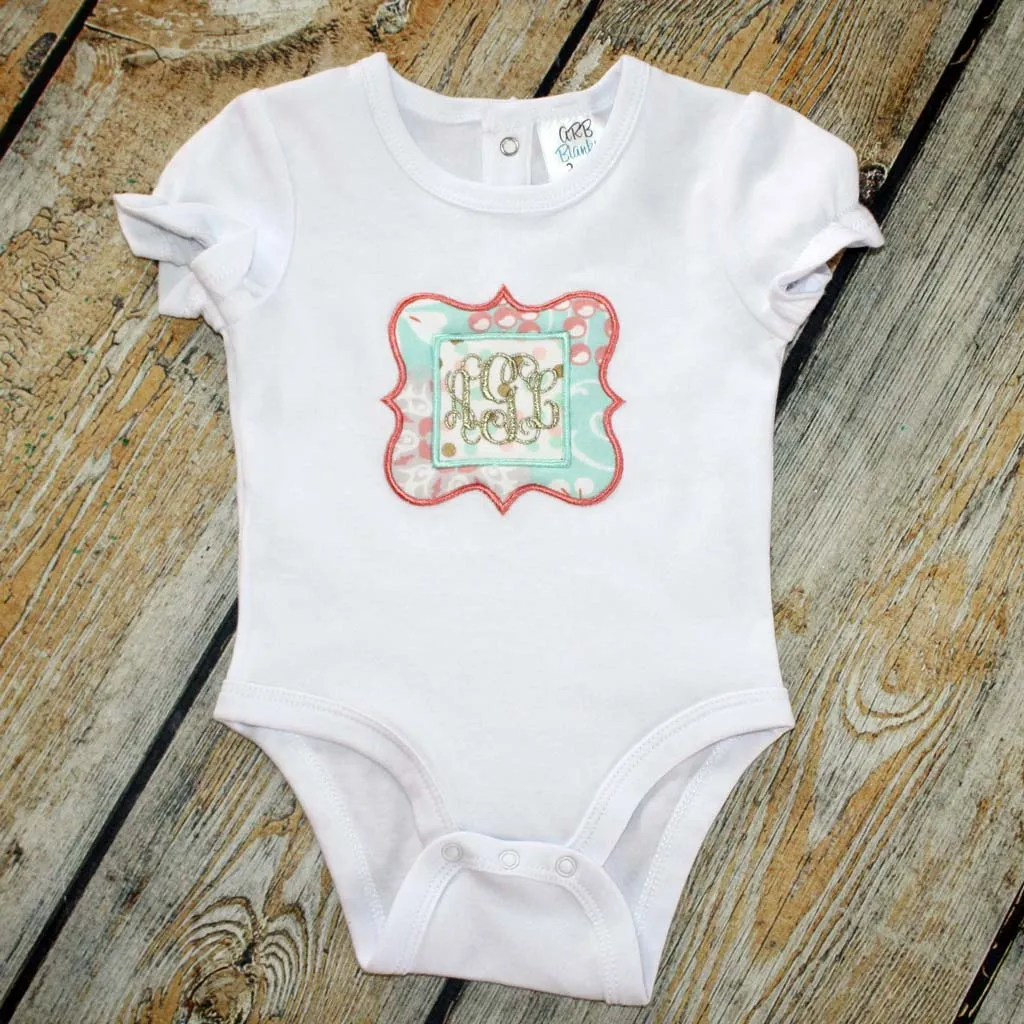 Applique Square with Name/Monogram Baby Bodysuit