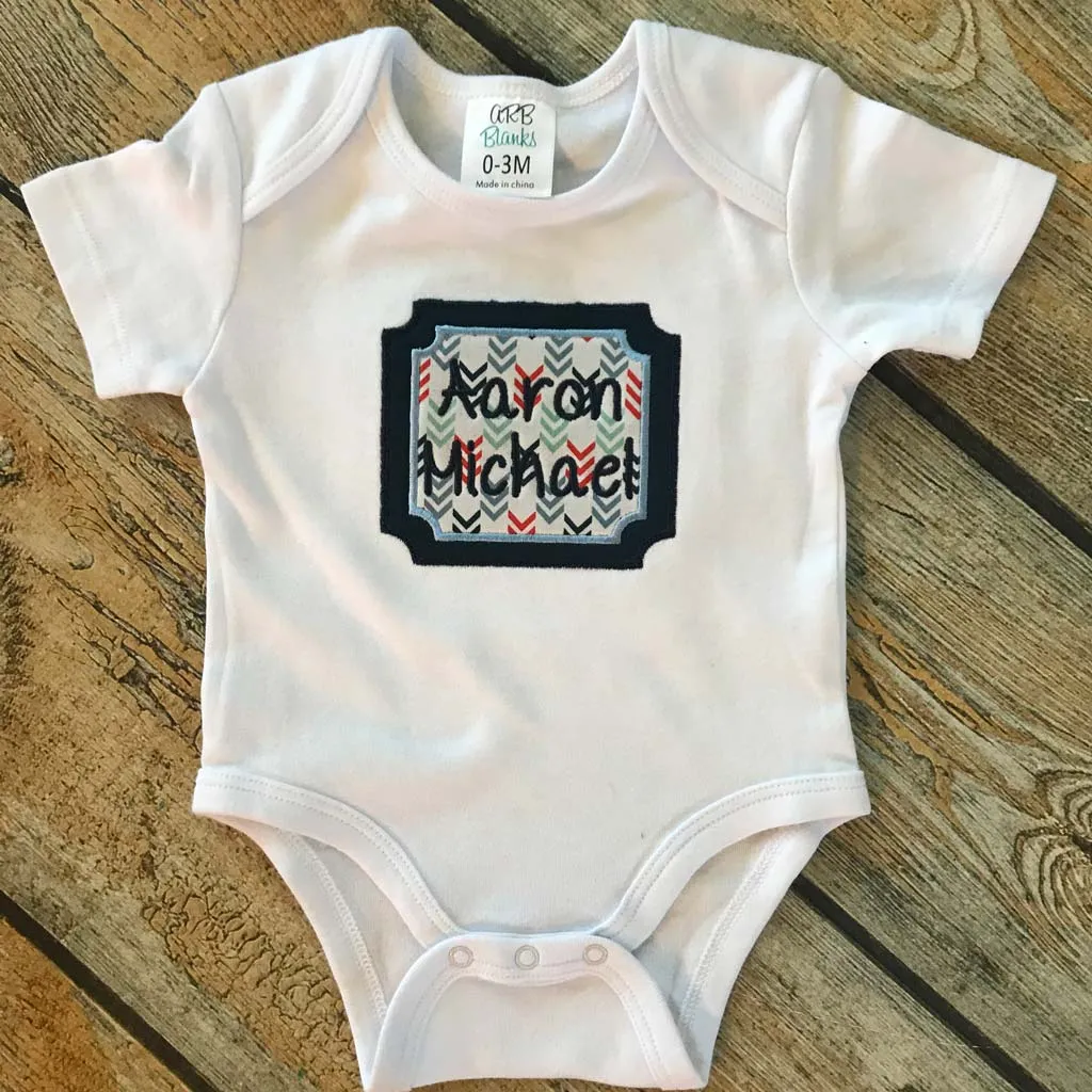 Applique Square with Name/Monogram Baby Bodysuit