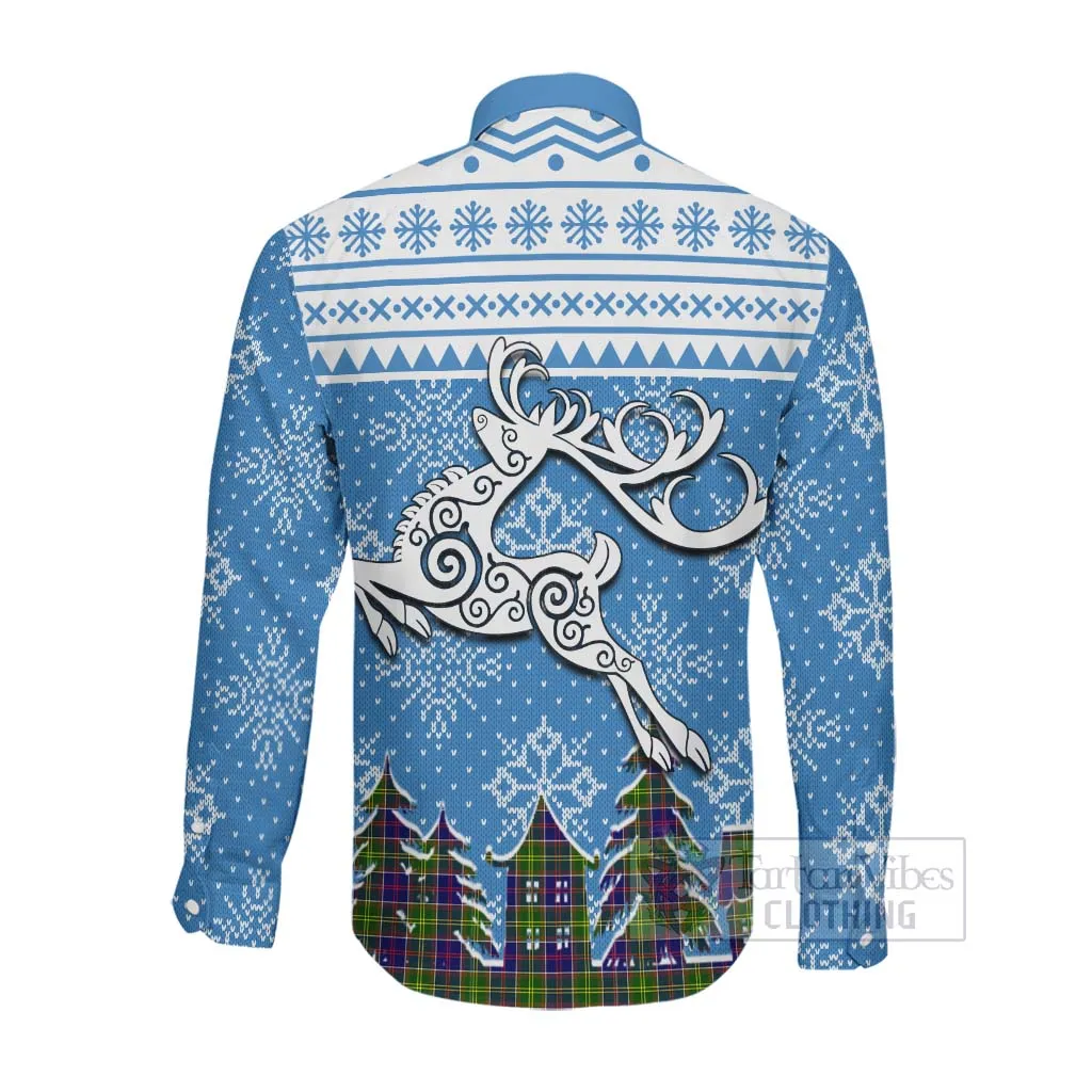 Arnott Clan Christmas Long Sleeve Button Shirt Celtic Reindeer Style