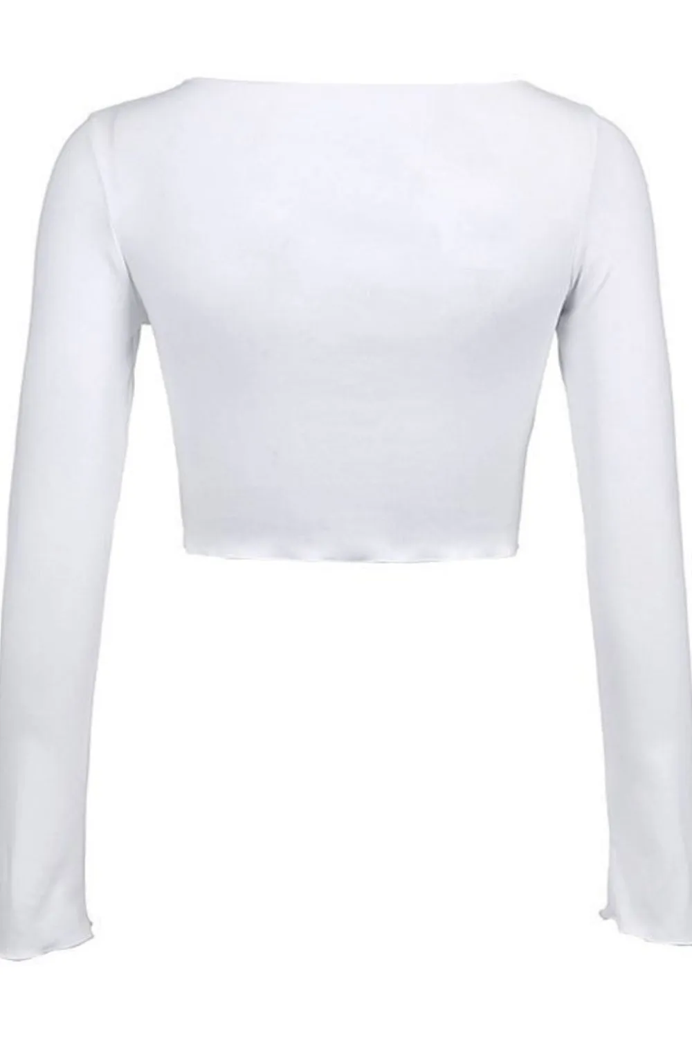 Asymmetric Long Sleeve Knit Crop Top