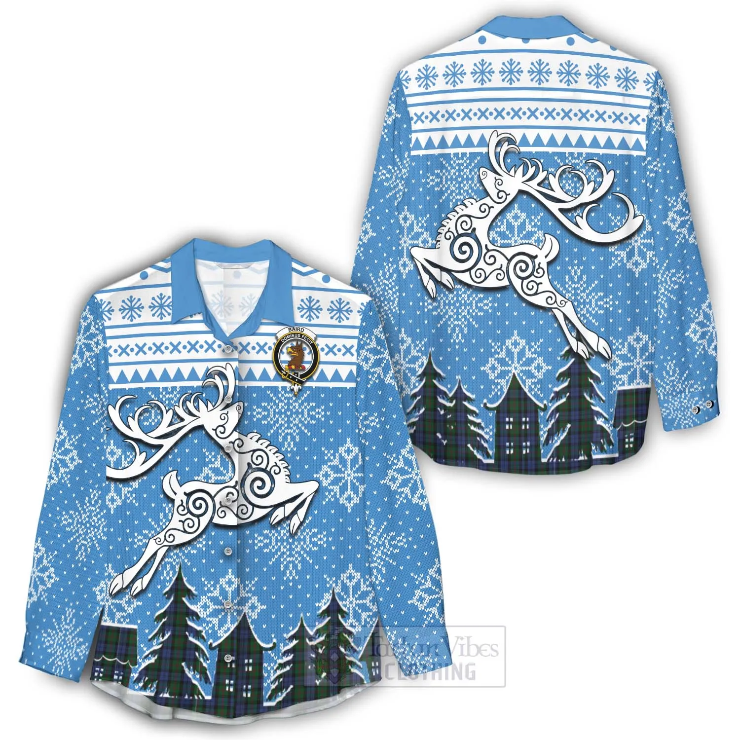 Baird Clan Christmas Women's Casual Shirt Celtic Reindeer Style