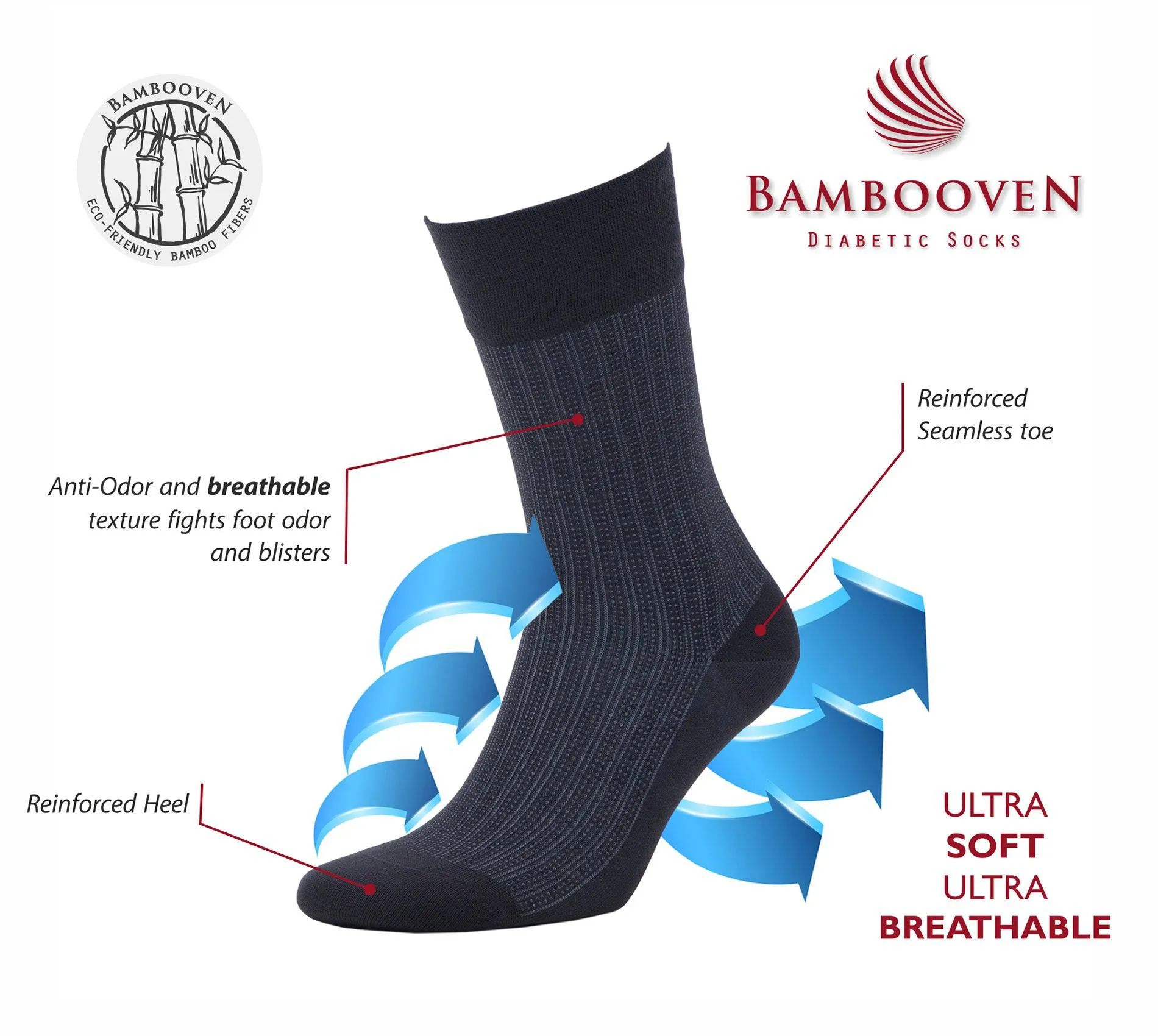 Bambooven Men’s Lightweight Dress & Trouser Socks – (8 Pack) 543