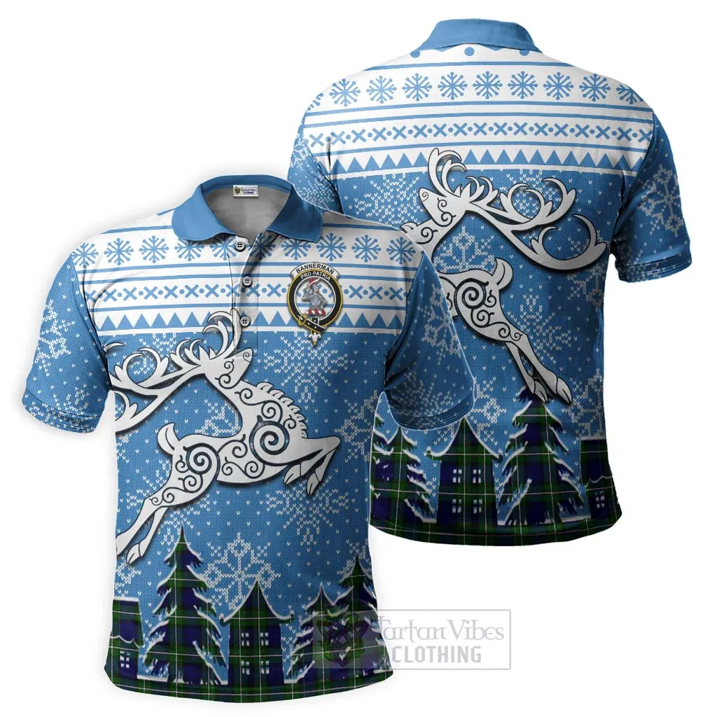 Bannerman Clan Christmas Polo Shirt Celtic Reindeer Style