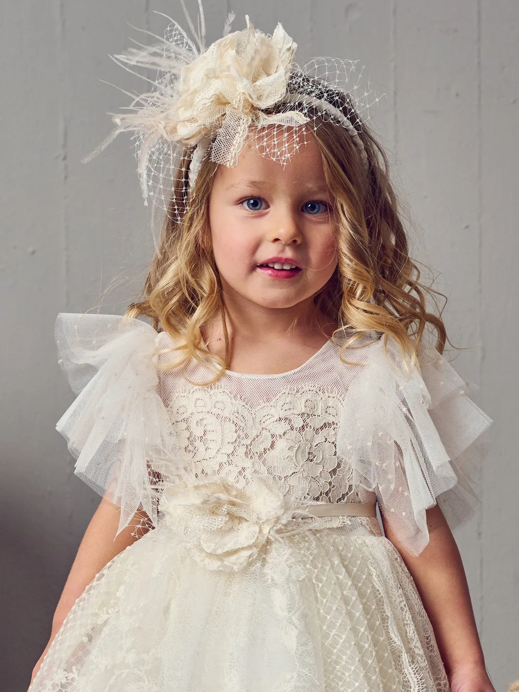 Baptism dress with lace and tulle - THETIS