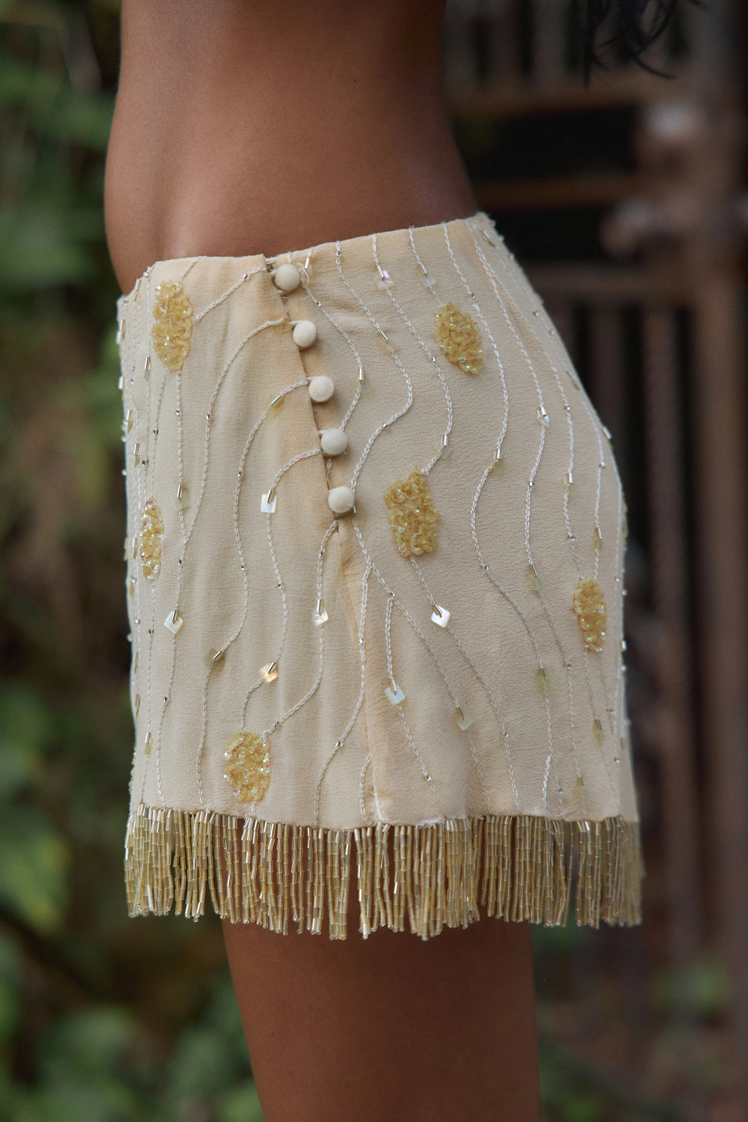 Beaded Mini Skirt Butter