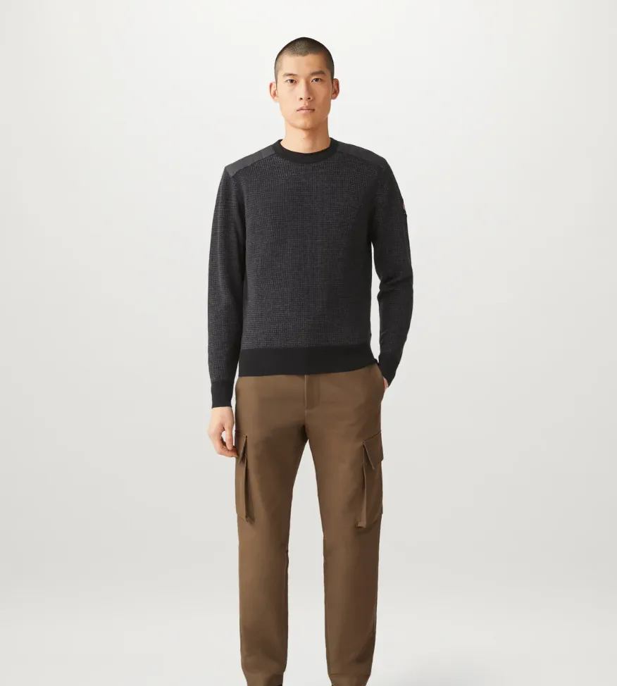 Belstaff Kerrigan Crewneck Sweater Houndstooth Black Charcoal