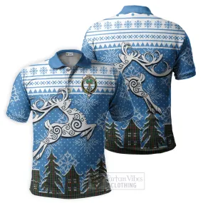 Bisset Clan Christmas Polo Shirt Celtic Reindeer Style