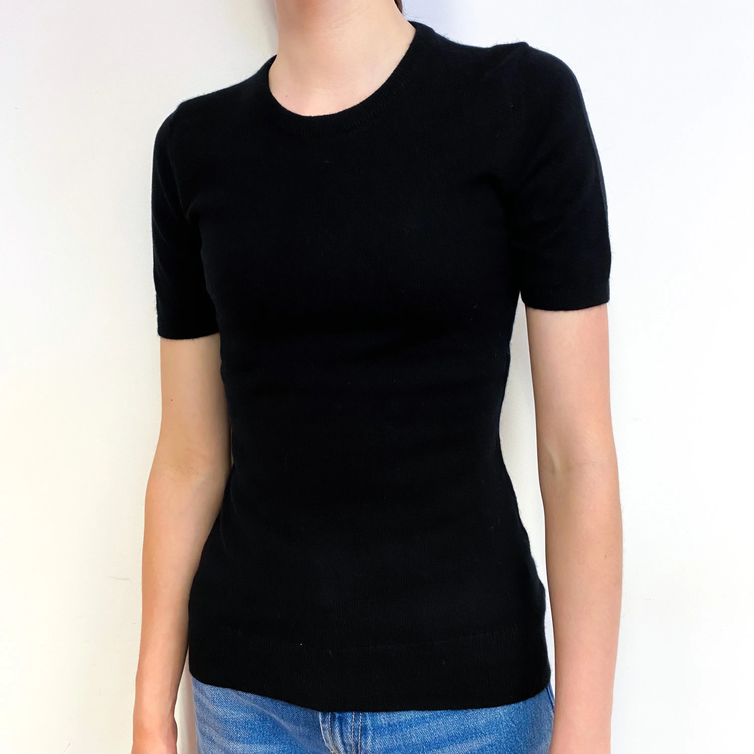 Black Cashmere Short Sleeve Jumper Extra Small