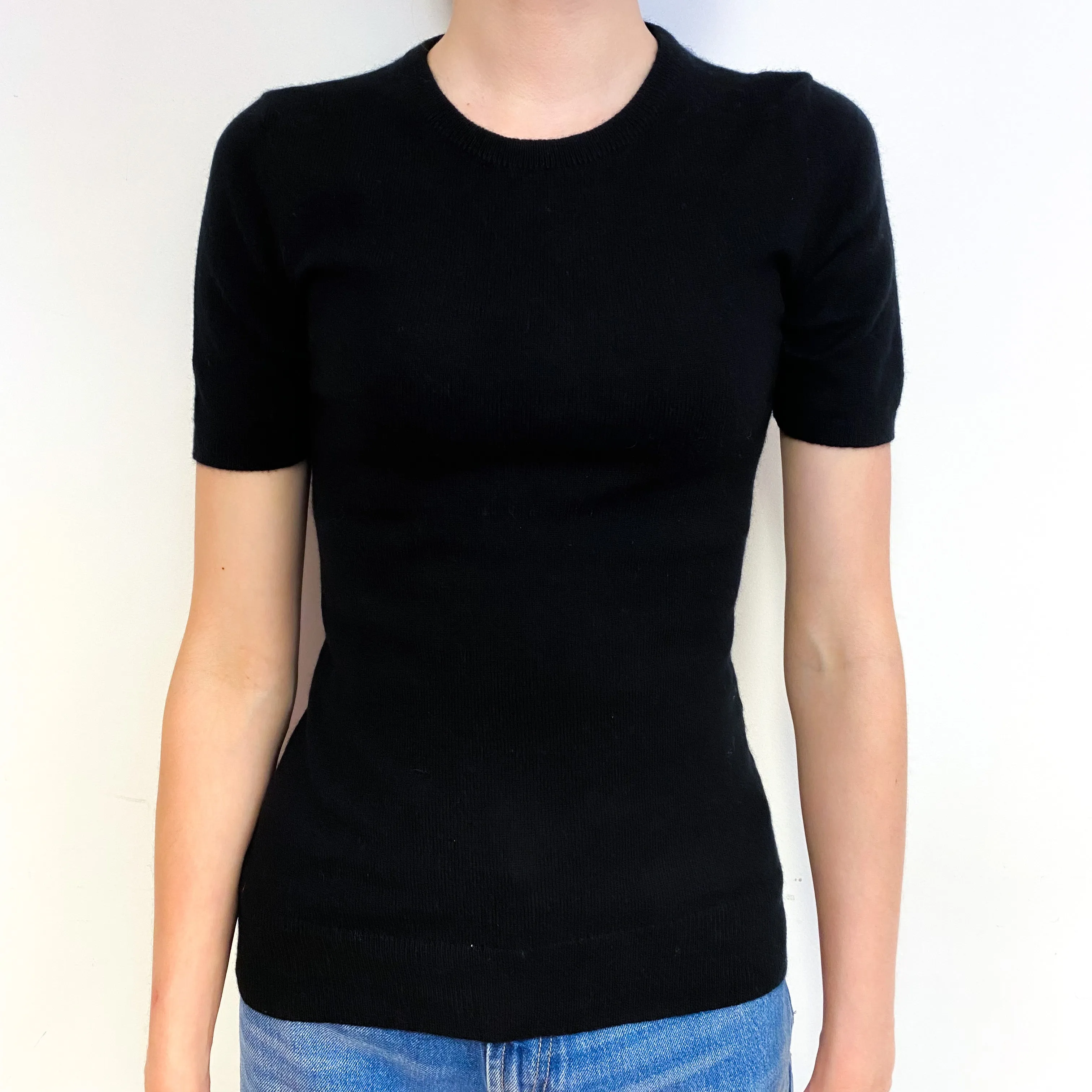 Black Cashmere Short Sleeve Jumper Extra Small