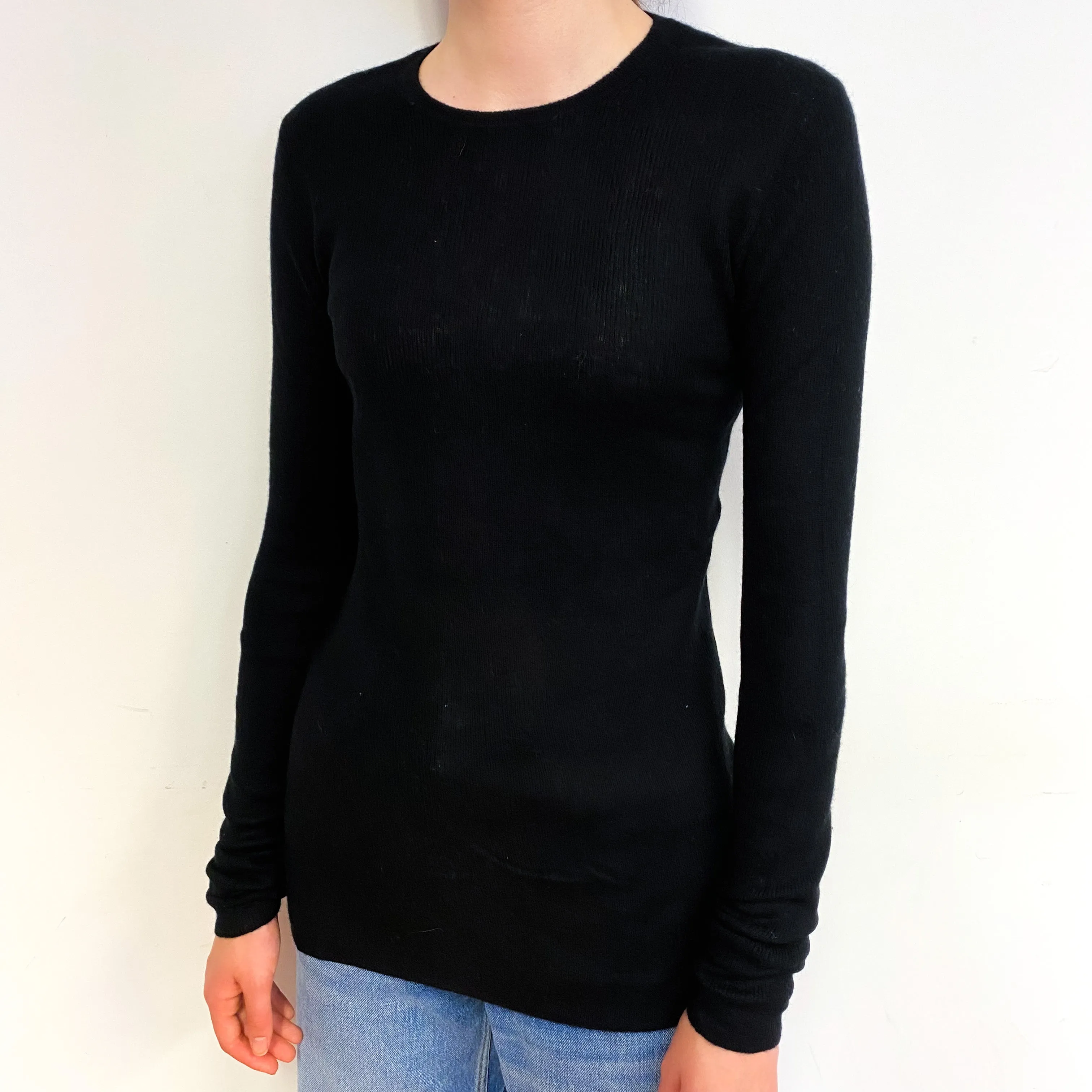 Black Lightweight Cashmere Crew Neck Jumper Extra Small/Tall