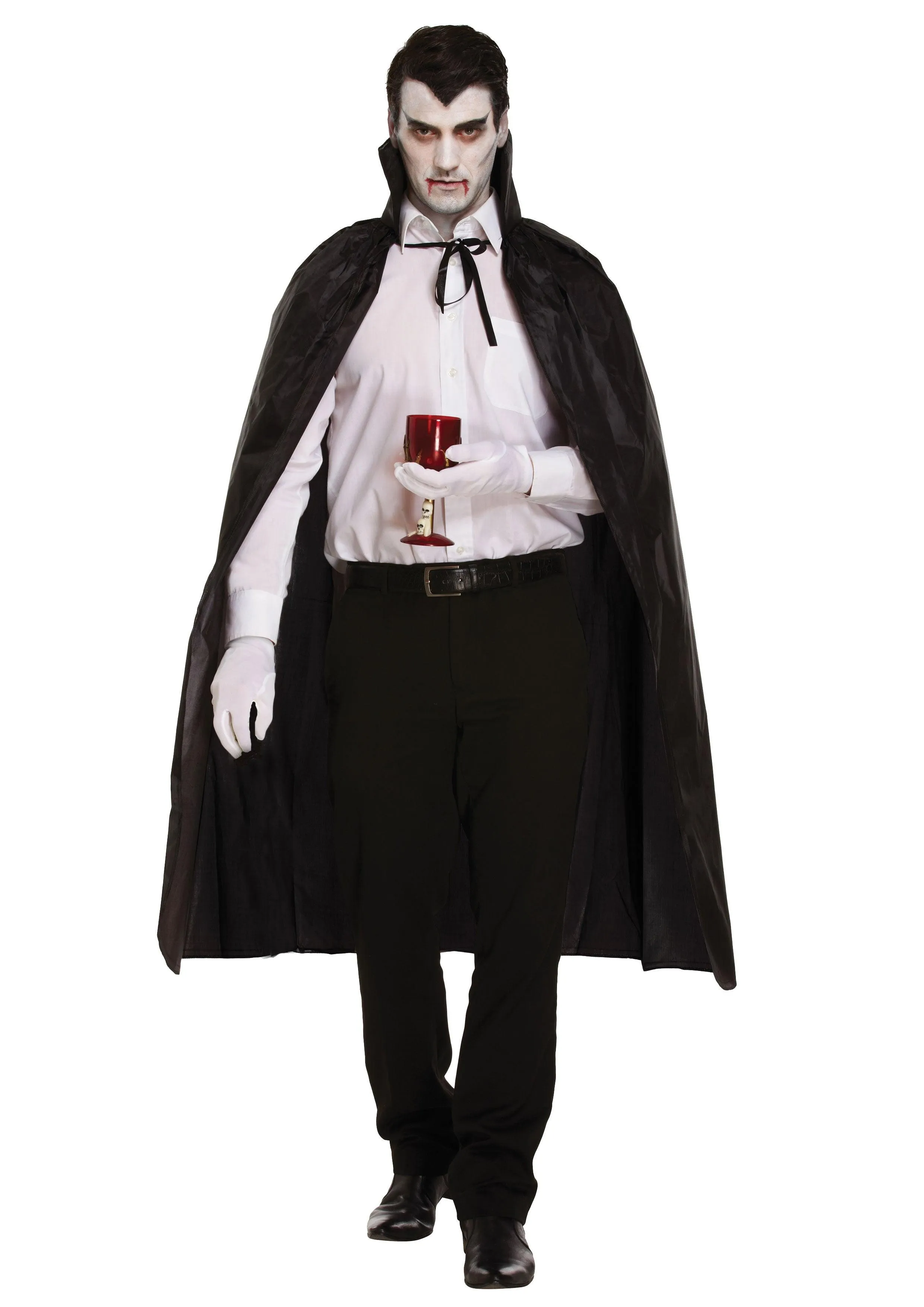 Black Long Dracula Cape with Collar Scream Bleeding Mask Plastic Reaper Scythe 110 Cm Halloween Scary Dracula Costume