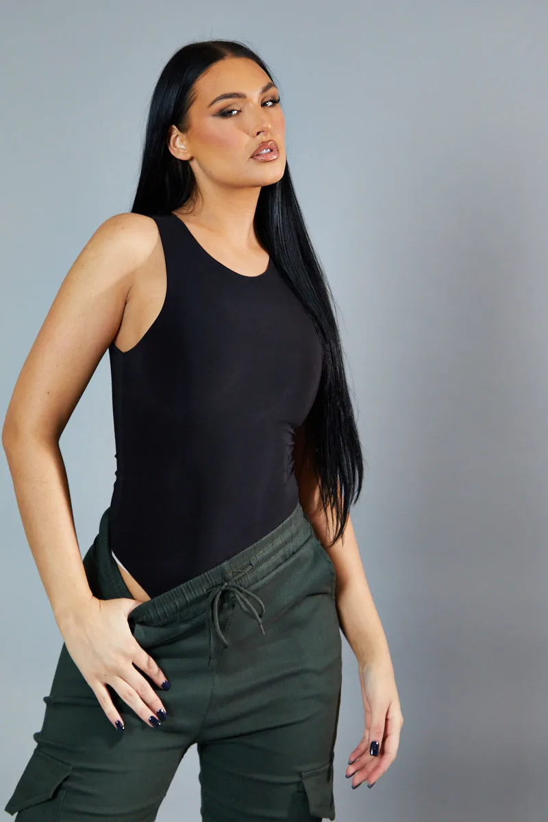 Black Round Neck Sleeveless Bodysuit - Himari