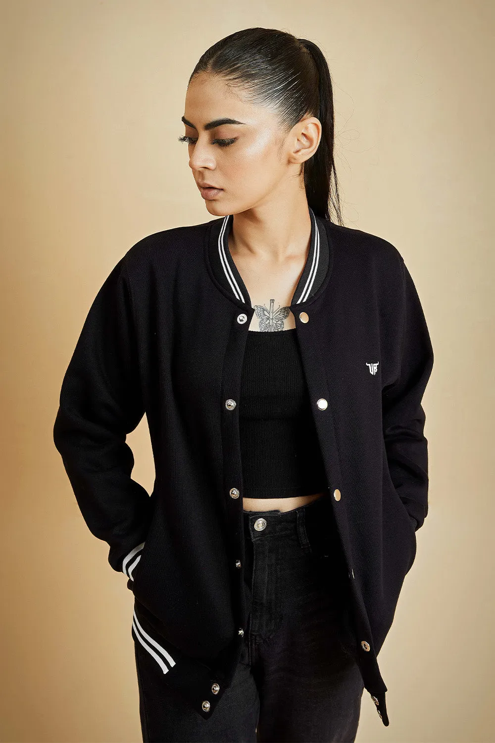 Black Varsity Jacket - W