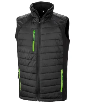 Black/Lime - compass padded softshell gilet