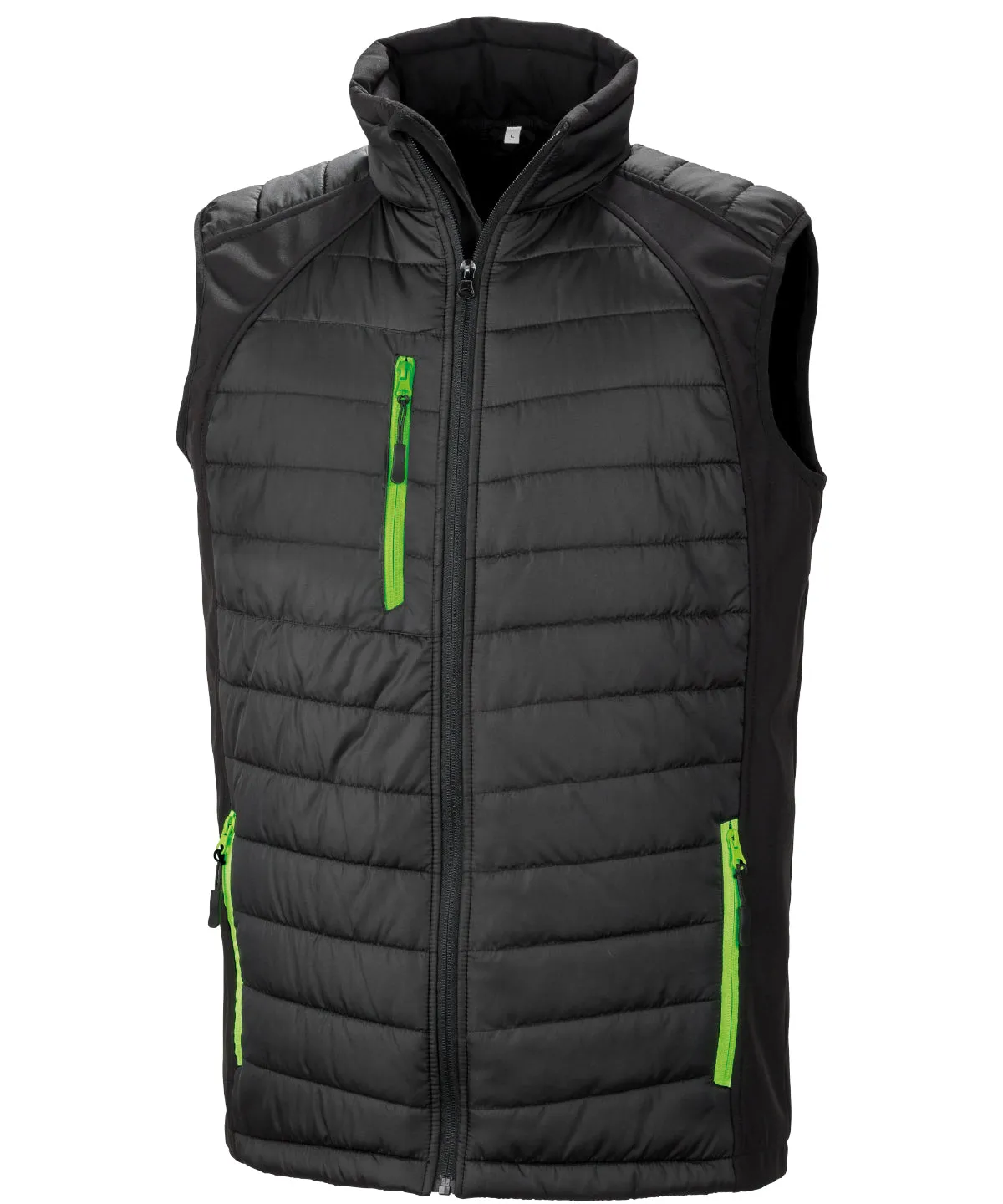 Black/Lime - compass padded softshell gilet