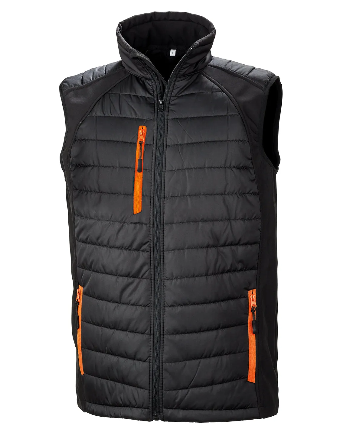 Black/Orange - compass padded softshell gilet