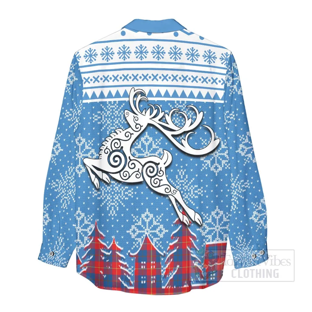 Blane Clan Christmas Women's Casual Shirt Celtic Reindeer Style