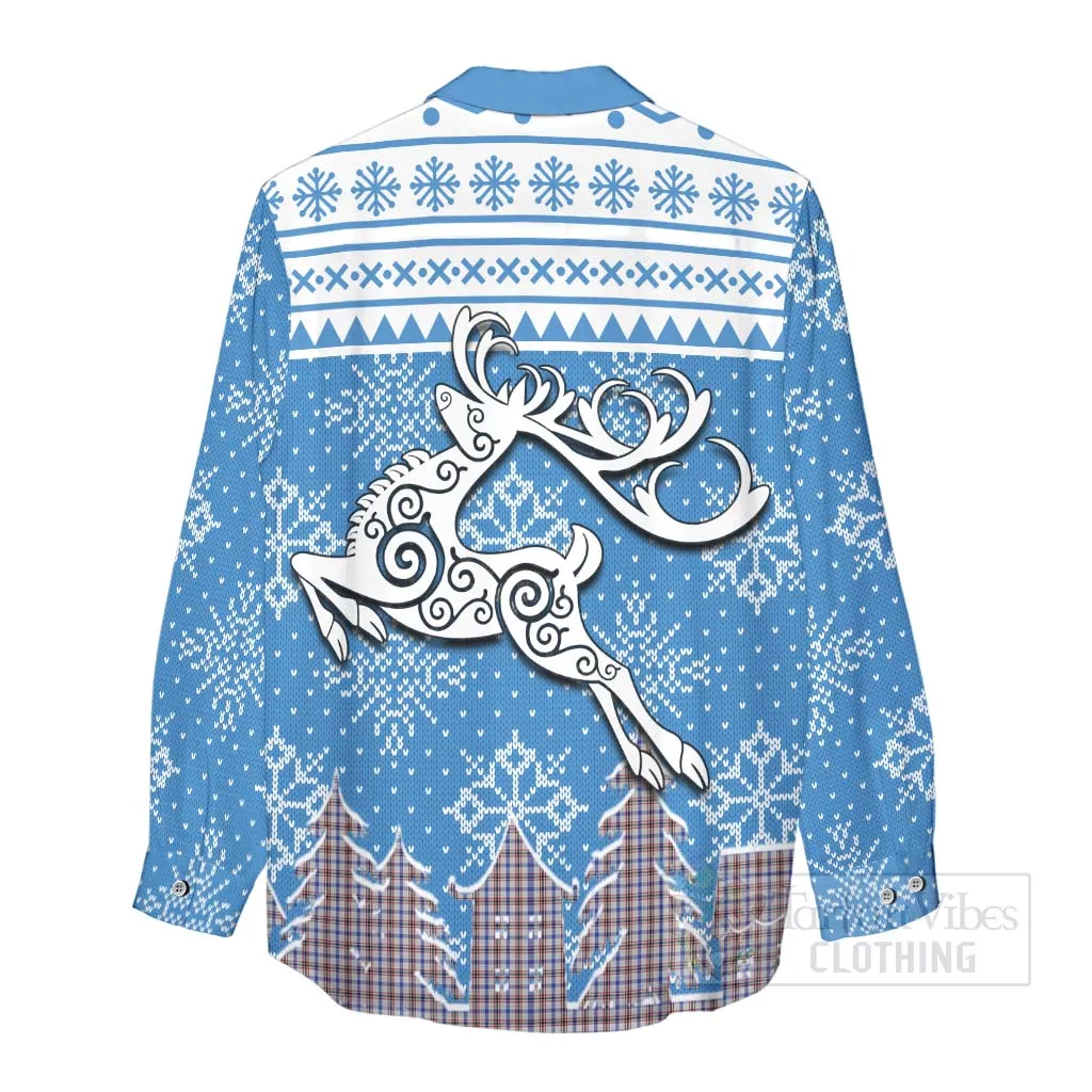 Boswell Clan Christmas Women's Casual Shirt Celtic Reindeer Style