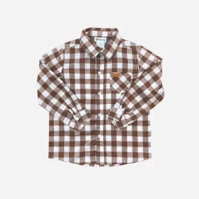 Boys Dress Shirt - Large Bronze Check