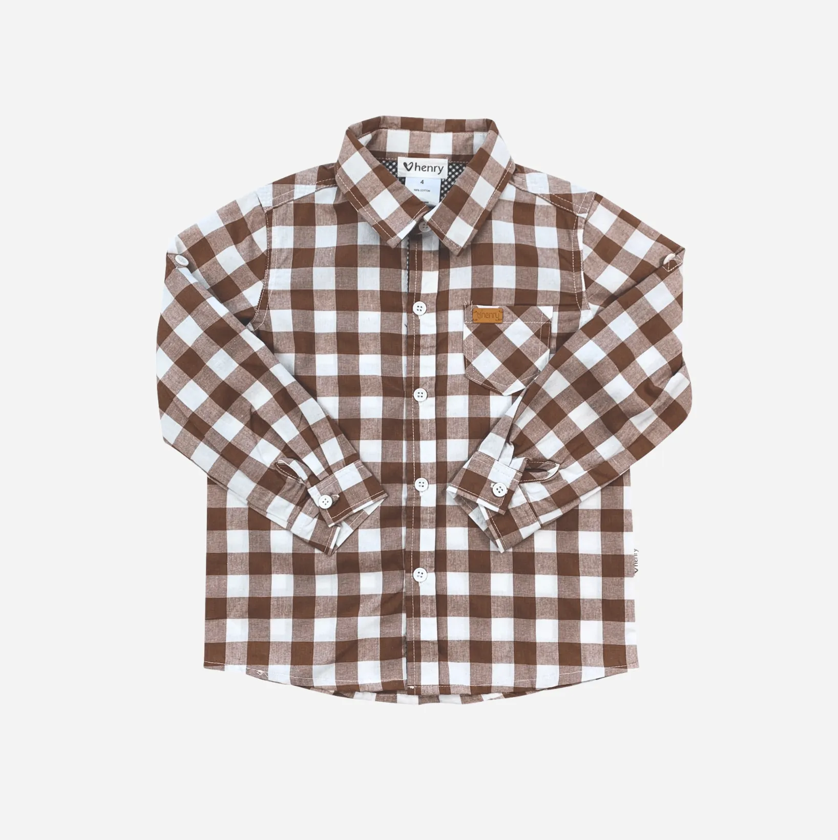 Boys Dress Shirt - Large Bronze Check