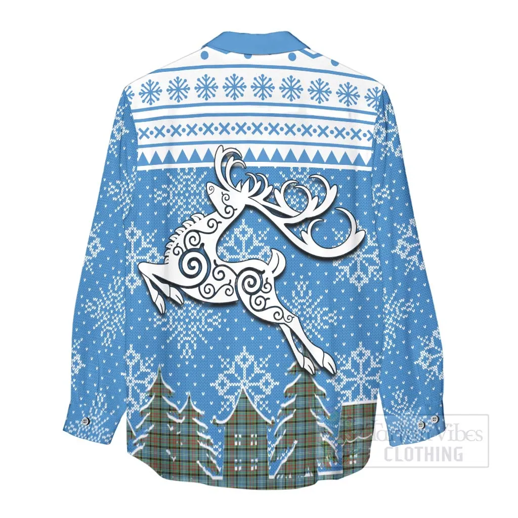 Brisbane Clan Christmas Women's Casual Shirt Celtic Reindeer Style