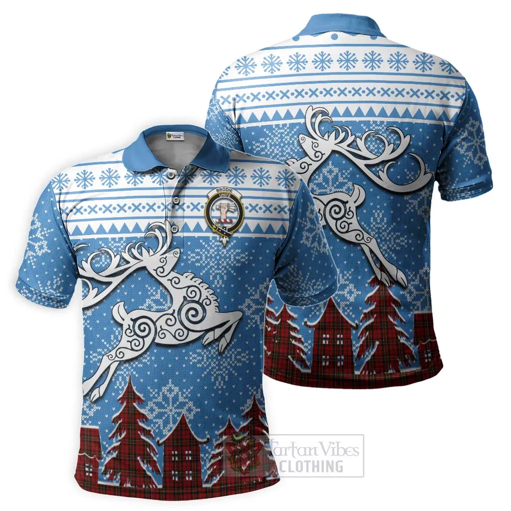 Brodie Clan Christmas Polo Shirt Celtic Reindeer Style