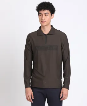 Brown Full Sleeve Polo T-Shirt for Men